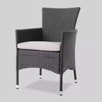 Nadia set da pranzo espandibile 9 pezzi in legno e vimini grigio: Struttura in acacia, rattan PE, cuscini - Christopher Knight Home
