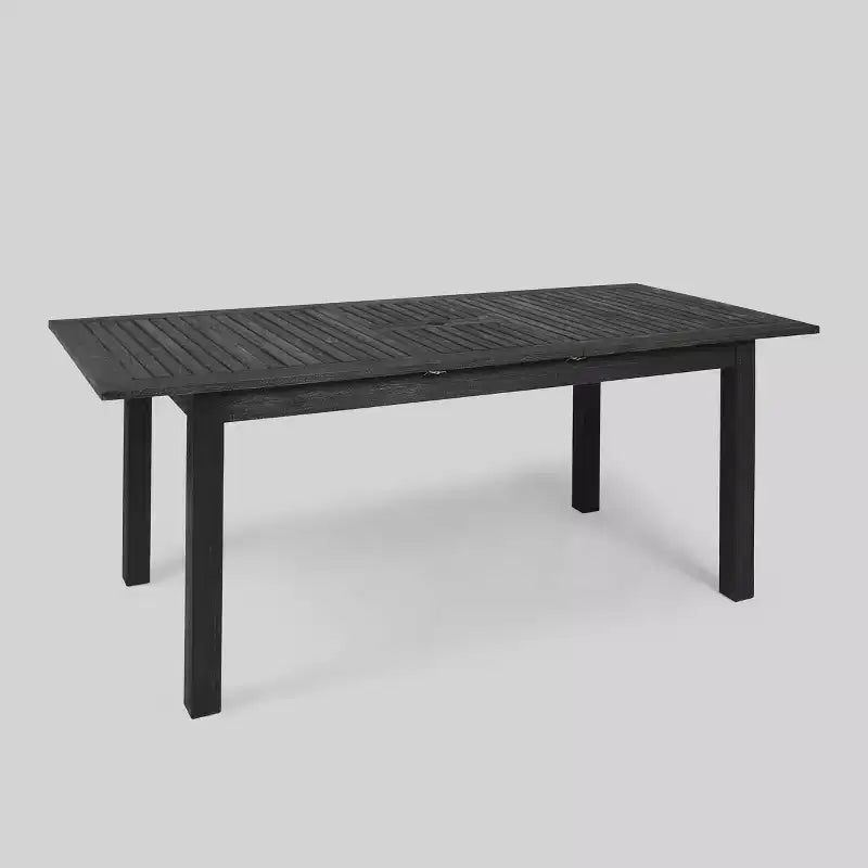 Nadia set da pranzo espandibile 9 pezzi in legno e vimini grigio: Struttura in acacia, rattan PE, cuscini - Christopher Knight Home