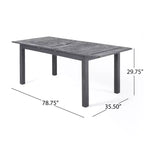 Nadia set da pranzo espandibile 9 pezzi in legno e vimini grigio: Struttura in acacia, rattan PE, cuscini - Christopher Knight Home
