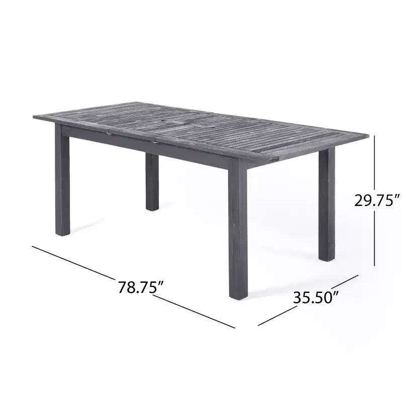 Nadia set da pranzo espandibile 9 pezzi in legno e vimini grigio: Struttura in acacia, rattan PE, cuscini - Christopher Knight Home