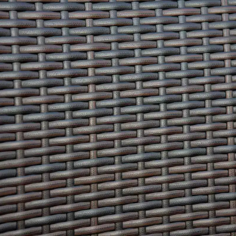 Set da pranzo da 7 pezzi per patio con tavolo rettangolare in acciaio e sedie in rattan con schienale chiuso blu/marrone - Captiva Designs