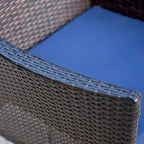 Set da pranzo da 7 pezzi per patio con tavolo rettangolare in acciaio e sedie in rattan con schienale chiuso blu/marrone - Captiva Designs