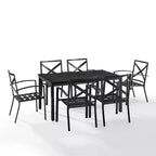 Ensemble de salle à manger d'extérieur Kaplan 7 pièces avec 6 fauteuils et table à manger avoine/bronze huilé - Crosley