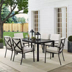 Ensemble de salle à manger d'extérieur Kaplan 7 pièces avec 6 fauteuils et table à manger avoine/bronze huilé - Crosley
