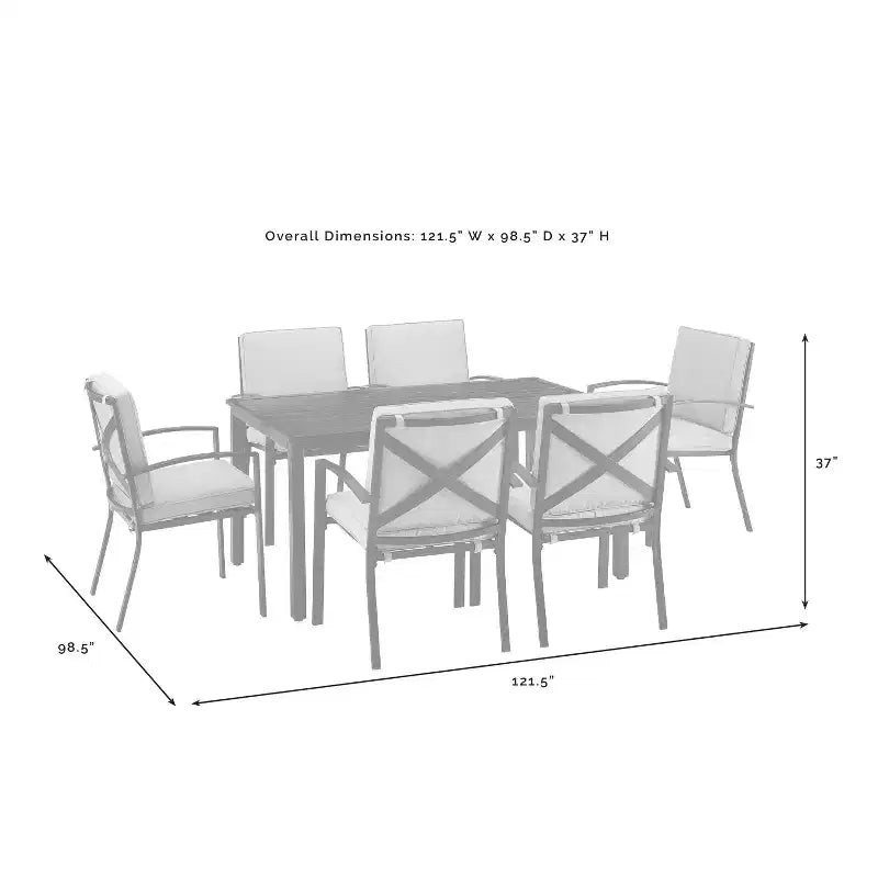 Ensemble de salle à manger d'extérieur Kaplan 7 pièces avec 6 fauteuils et table à manger avoine/bronze huilé - Crosley
