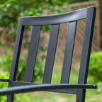 Tavolo Rettangolare da Esterno 7 Pezzi e 6 Sedie con Design a Strisce - Nero - Captiva Designs: Set da Pranzo per Patio, Resistente alle Intemperie