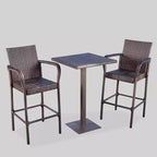 Set da 3 pz da bar da esterno Lala con cesti quadrati - Marrone - Christopher Knight Home: Struttura in ferro e rattan, resistente alle intemperie