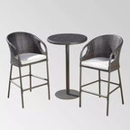 Set da bar rotondo in vimini Dominica 3 pezzi Multimarron/Marrone chiaro - Christopher Knight Home