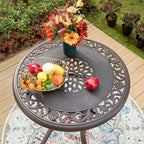 Set da pranzo da esterno Captiva Designs in alluminio pressofuso da 3 pezzi: Finitura bronzo, resistente all'acqua e alla ruggine, include 2 sedie a braccioli, 1 tavolo