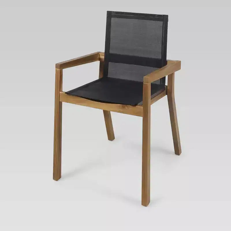 Set da pranzo Chaucer 5 pezzi in acacia e mesh - Teak/Nero - Christopher Knight Home: Resistente alle intemperie, Tavolo quadrato