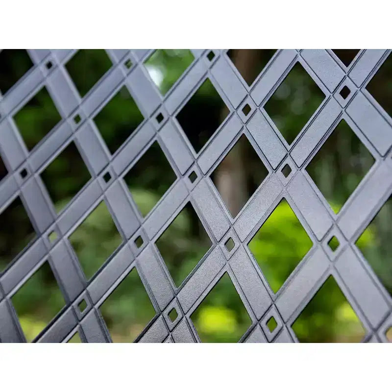 Tavolo Rettangolare da Esterno 7 Pezzi e 6 Sedie con Design a Griglia - Nero - Captiva Designs: Struttura in Ferro, Resistente ai Raggi UV