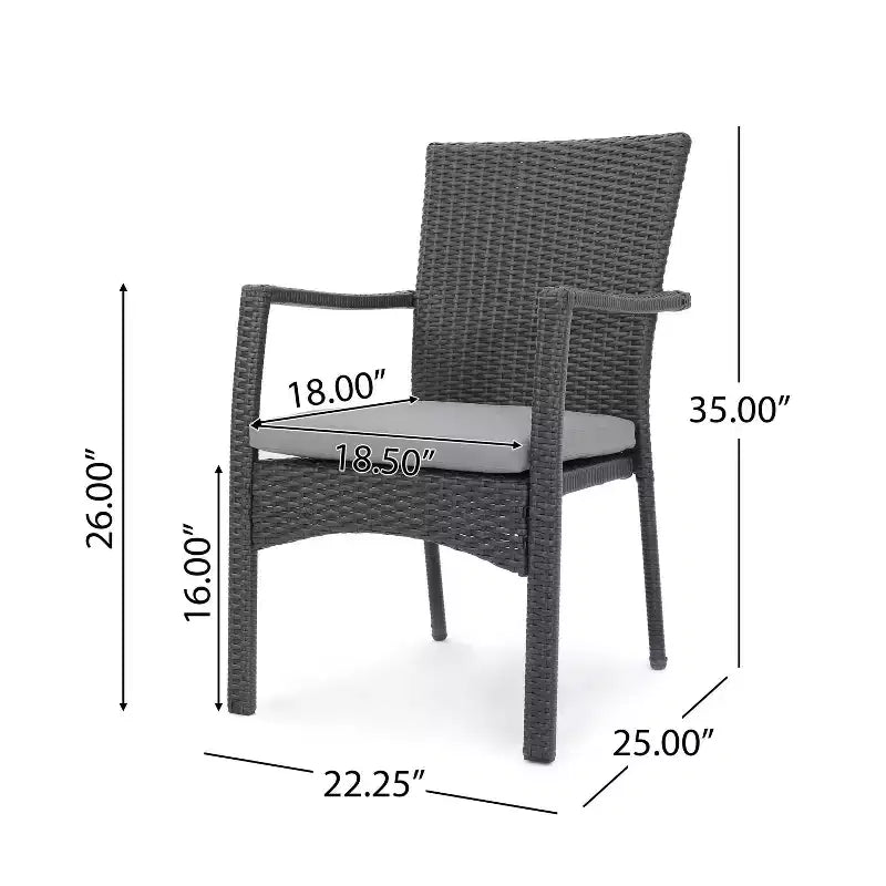 Davenport Set Da Pranzo Espandibile 9 Pezzi in Legno e Vimini Grigio Scuro/Grigio - Christopher Knight Home