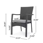 Davenport Set Da Pranzo Espandibile 9 Pezzi in Legno e Vimini Grigio Scuro/Grigio - Christopher Knight Home