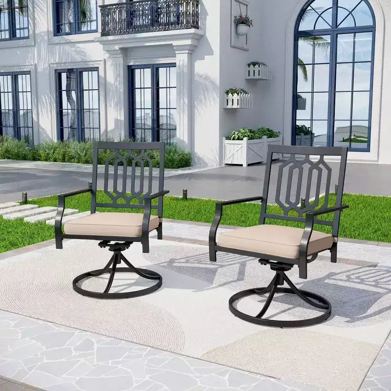 Set da Patio 5 Pezzi con Sedie Girevoli e Tavolo Quadrato in Metallo - Captiva Designs: Set di Mobili da Pranzo per Esterni