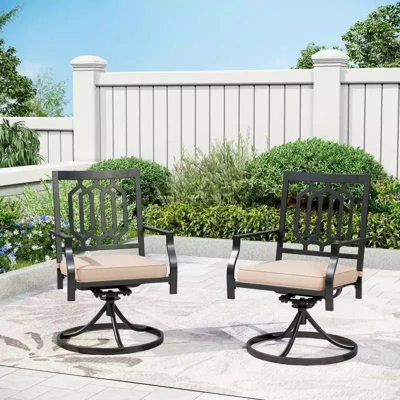 Set da Patio 5 Pezzi con Sedie Girevoli e Tavolo Quadrato in Metallo - Captiva Designs: Set di Mobili da Pranzo per Esterni