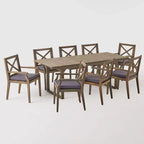 Set da pranzo espandibile Belasera 9 pezzi in legno di acacia grigio - Christopher Knight Home