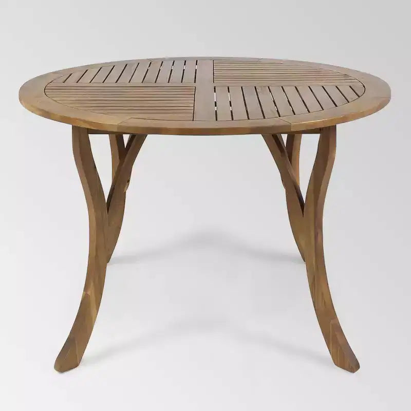 Set da pranzo rotondo Wells a 5 pezzi in legno di acacia con finitura teak - Christopher Knight Home: mobili da patio resistenti alle intemperie