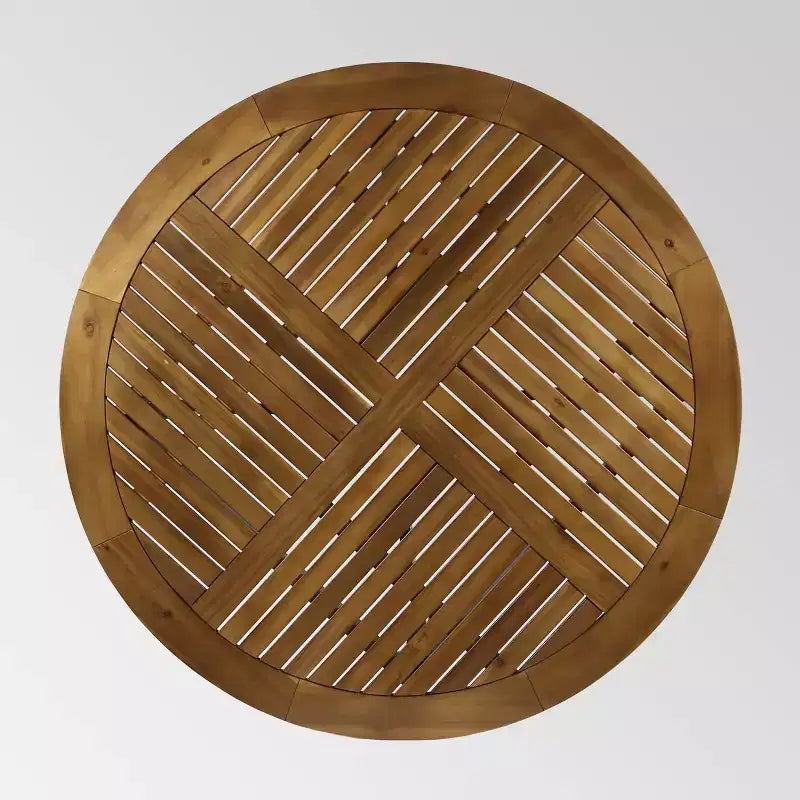 Set da pranzo rotondo Wells a 5 pezzi in legno di acacia con finitura teak - Christopher Knight Home: mobili da patio resistenti alle intemperie