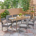 Mason 7pc Acacia Wood & Polyethylene Wicker Dining Set: Christopher Knight Home, Cushioned Chairs