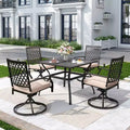 5pc Outdoor Dining Set with 37" Table & 4 Swivel Arm Chairs - Captiva Designs