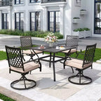 5pc Outdoor Dining Set with 37" Table & 4 Swivel Arm Chairs - Captiva Designs