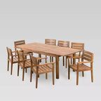 Set da pranzo Wilson da 9 pezzi in legno di acacia con tavolo da pranzo allungabile - Teak - Christopher Knight Home: Resistente alle intemperie, set da patio 8 posti