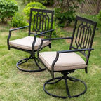 Ensemble de salle à manger de patio en fer forgé 3 pièces avec table carrée avec trou pour parasol et chaises pivotantes - Captiva Designs