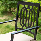 Ensemble de salle à manger de patio en fer forgé 3 pièces avec table carrée avec trou pour parasol et chaises pivotantes - Captiva Designs