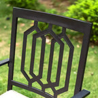 Ensemble de salle à manger de patio en fer forgé 3 pièces avec table carrée avec trou pour parasol et chaises pivotantes - Captiva Designs