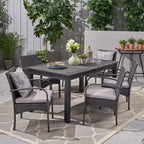 Set da pranzo Elmar espandibile 7 pz in legno e vimini - grigio scuro/grigio - Christopher Knight Home