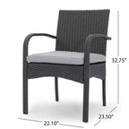 Set da pranzo Elmar espandibile 7 pz in legno e vimini - grigio scuro/grigio - Christopher Knight Home