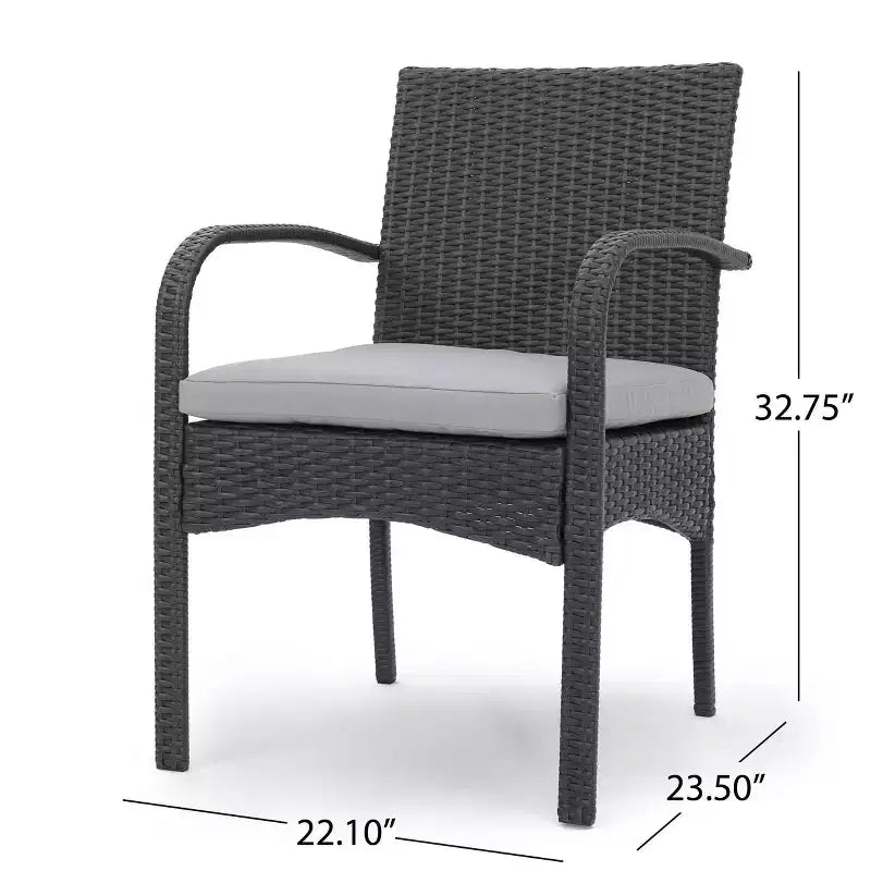 Set da pranzo Elmar espandibile 7 pz in legno e vimini - grigio scuro/grigio - Christopher Knight Home
