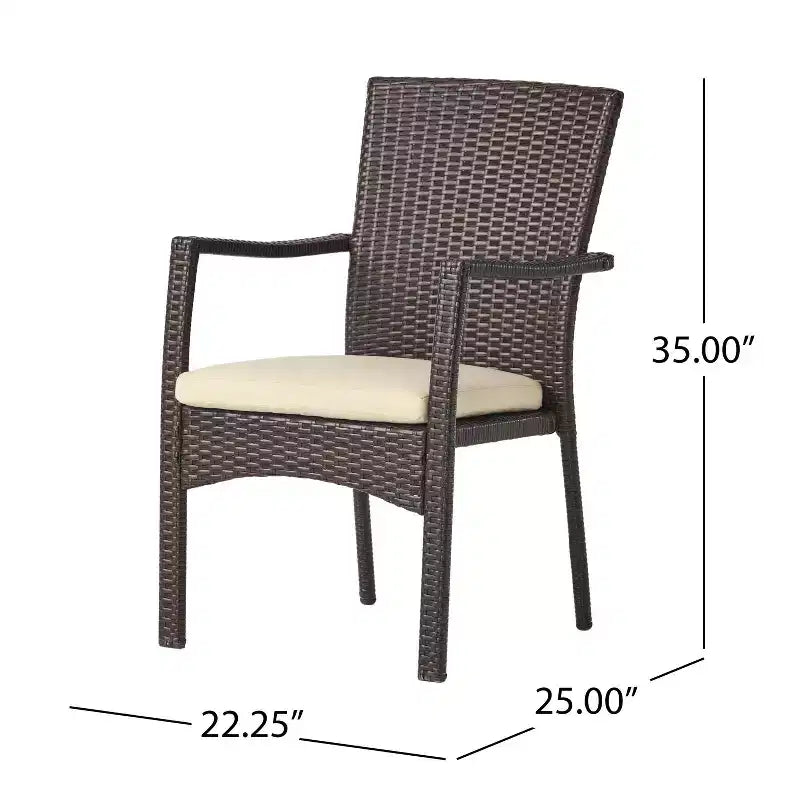 Set da pranzo da esterno Stamford 5 pezzi in legno di acacia e vimini - Marrone - Christopher Knight Home: Resistente alle intemperie, tavolo circolare