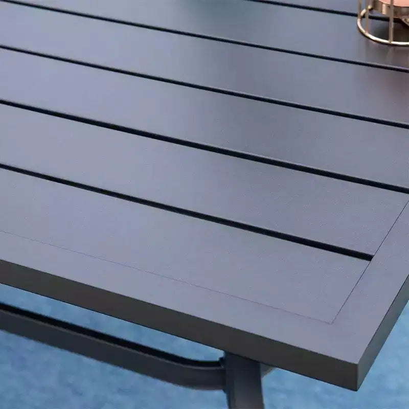 Tavolo rettangolare da esterno 7 pz e 6 sedie con design quadrato - Nero - Captiva Designs