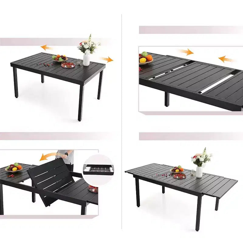 Set da pranzo da 7 pezzi con tavolo rettangolare allungabile e 6 sedie in rattan PE - Captiva Designs: Mobili da esterno resistenti alle intemperie