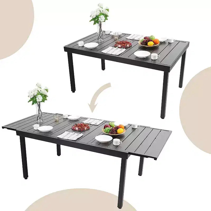 Set da pranzo da 7 pezzi con tavolo rettangolare allungabile e 6 sedie in rattan PE - Captiva Designs: Mobili da esterno resistenti alle intemperie