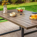 Set da pranzo da 7 pezzi per patio con tavolo rettangolare in finto legno con foro per ombrellone e sedie reclinabili pieghevoli - Captiva Designs