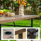Set da pranzo da 7 pezzi per patio con tavolo rettangolare in finto legno con foro per ombrellone e sedie reclinabili pieghevoli - Captiva Designs