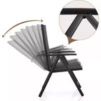 Set da pranzo da 7 pezzi per patio con tavolo rettangolare in finto legno con foro per ombrellone e sedie reclinabili pieghevoli - Captiva Designs