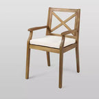 Set da pranzo da esterno Pines 5 pezzi in legno di acacia - Teak/Crema - Christopher Knight Home, resistente alle intemperie: Set di mobili da patio per 4 persone