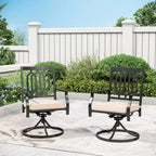 Tavolo da patio da 37" con piano in legno da 5 pezzi con 4 sedie girevoli a dondolo - Captiva Designs