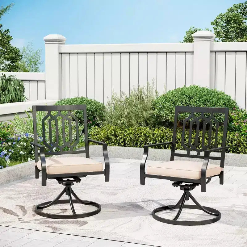 Tavolo da patio da 37" con piano in legno da 5 pezzi con 4 sedie girevoli a dondolo - Captiva Designs