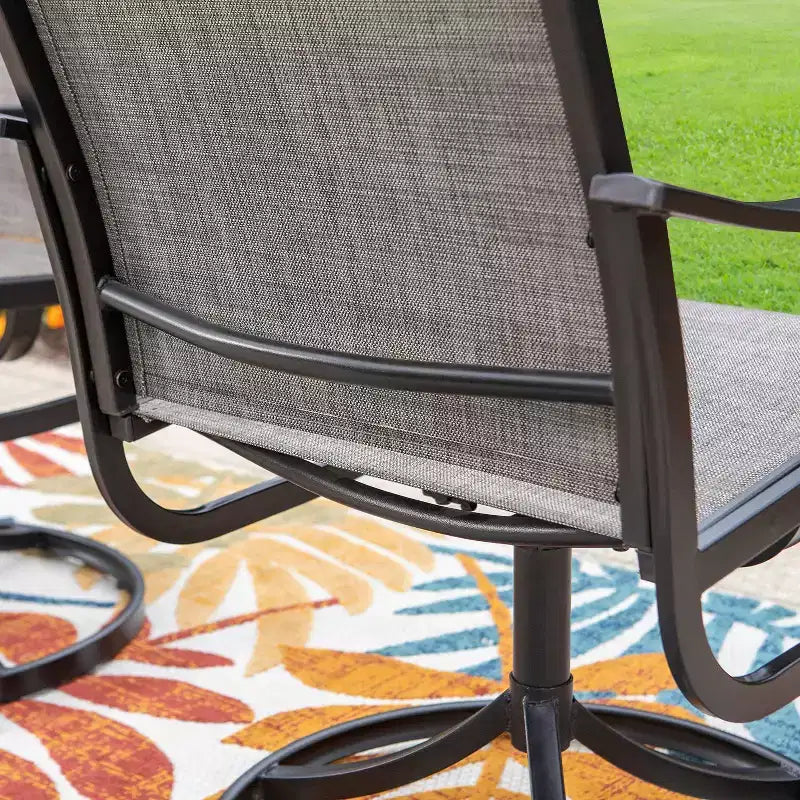 Set da pranzo da patio 9 pezzi con tavolo in acciaio allungabile e sedie a bracciolo girevoli a 360° - Captiva Designs: Set di mobili da esterno