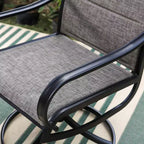 Set da pranzo da patio 3 pezzi con tavolino rotondo e sedie a braccioli imbottite girevoli a 360° - Captiva Designs: Resistente alle intemperie, struttura in acciaio