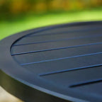 Set da pranzo da patio 3 pezzi con tavolino rotondo e sedie a braccioli imbottite girevoli a 360° - Captiva Designs: Resistente alle intemperie, struttura in acciaio