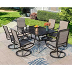 7pc Patio Set with Steel Table & 360 Swivel Sling Arm Chairs - Captiva Designs: Weather-Resistant Outdoor Ensemble