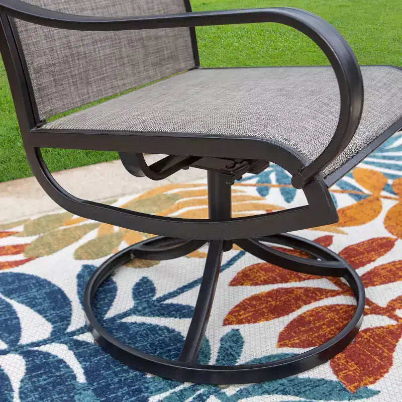 Set da patio 7 pezzi con tavolo in acciaio e sedie a sdraio girevoli a 360° - Captiva Designs: Set da esterno resistente alle intemperie
