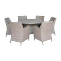 International Concepts 7pc Wicker Outdoor Patio Dining Set: Umbrella Hole, Aluminum Frame