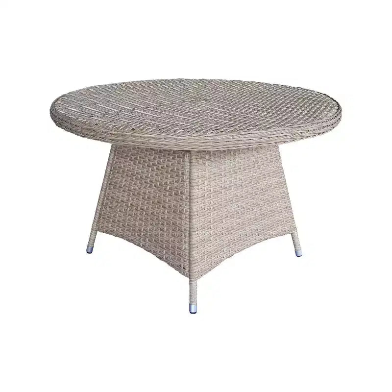 International Concepts – Ensemble de salle à manger d'extérieur 7 pièces en osier : trou pour parasol, cadre en aluminium