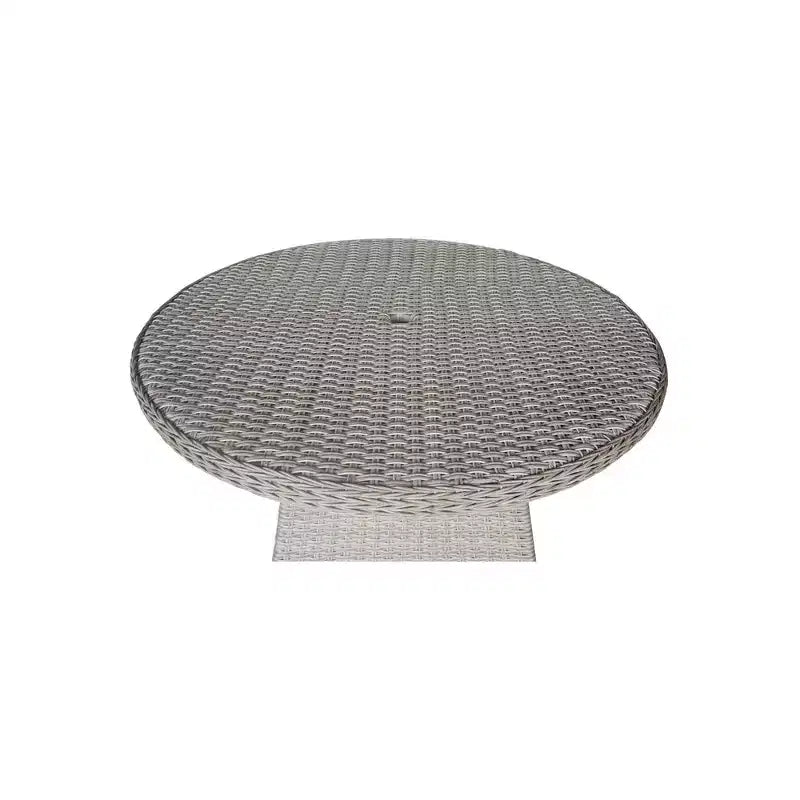 International Concepts – Ensemble de salle à manger d'extérieur 7 pièces en osier : trou pour parasol, cadre en aluminium